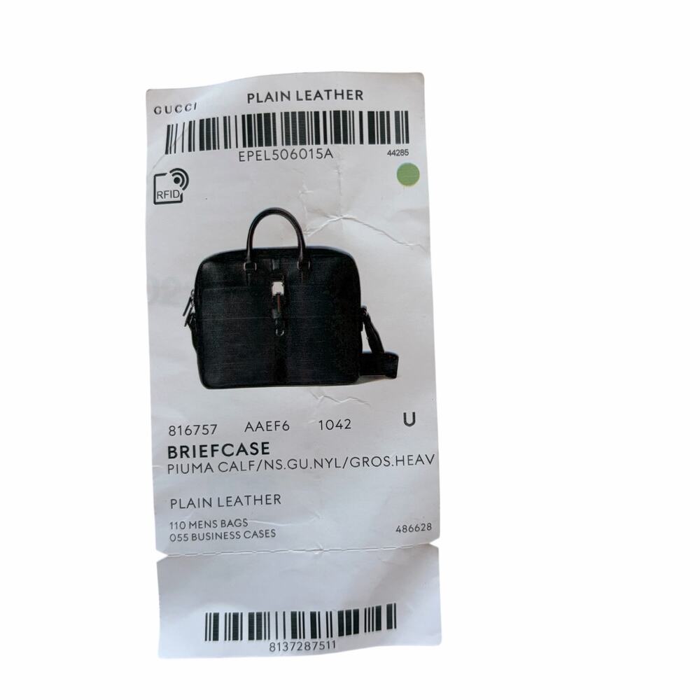 Gucci Medium Briefcase with Web Men's Black Full Grain Leather 816757 NWT - Picture 12 of 16